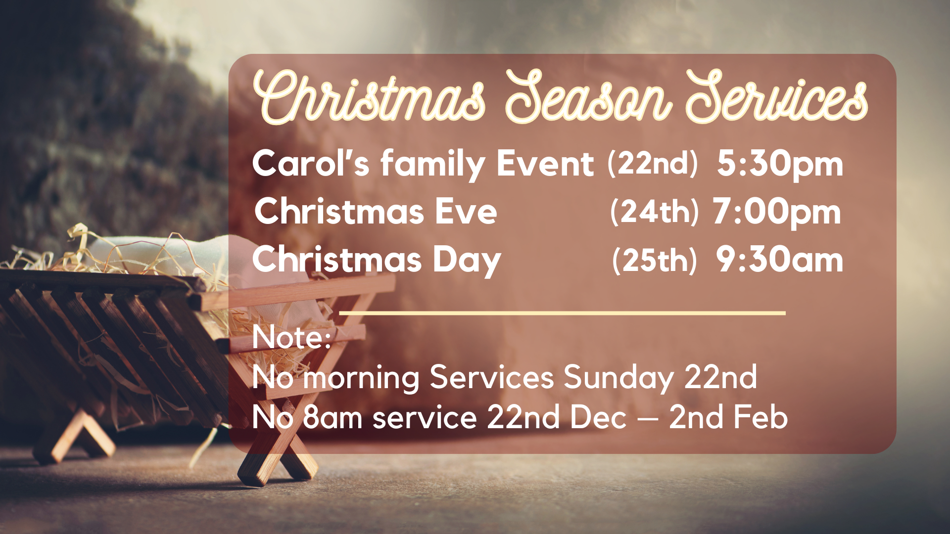 Christmas Service Dates